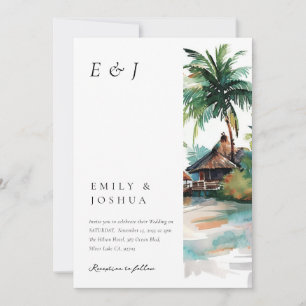 Beach Tropical Watercolor Wedding Invitation