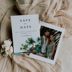 Beach Tropical Watercolor Wedding Save The Date