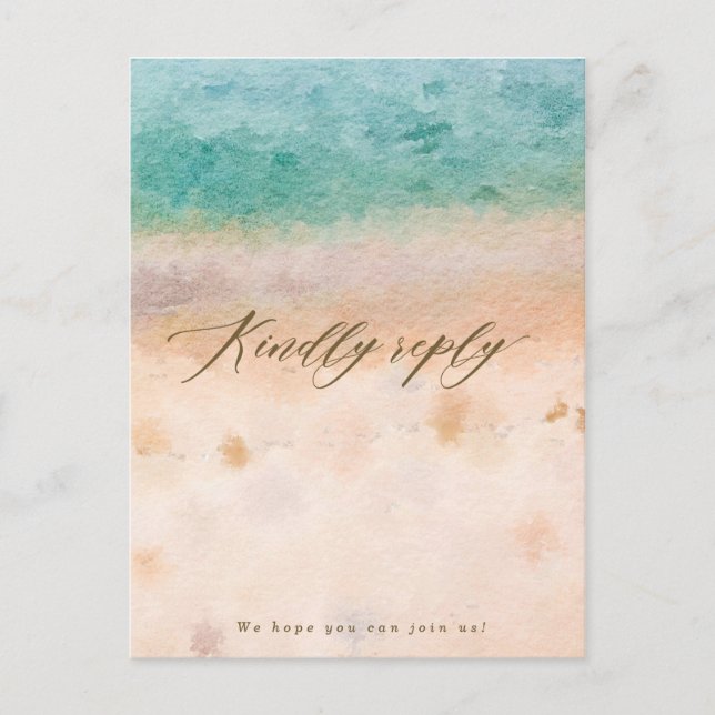 beach tropical wedding rsvp postcard (Front)