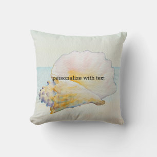 Beach Tropical with Conch Shell Throw Pillow