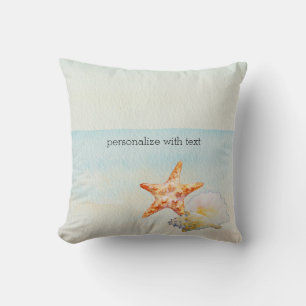 Beach Tropical with Starfish and Conch Throw Pillow
