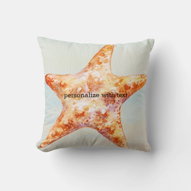 Beach Tropical with Starfish Throw Pillow (Front)