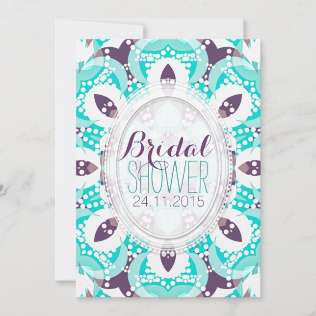Beach Tropics Aqua Purple Bridal Shower Invitation (Front)