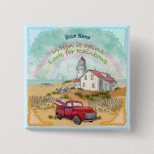 Beach Truck Lighthouse 2 Inch Square Button