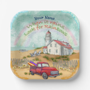 Beach Truck Lighthouse  Paper Plate
