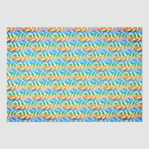 Beach turquoise and yellow fun feather pattern tissue paper