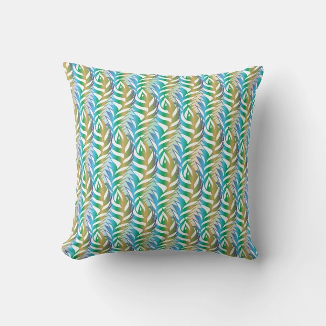 Beach turquoise fun feather pattern. throw pillow (Front)
