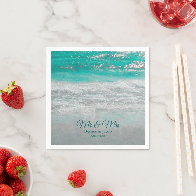 Beach Turquoise Tropical Ocean Waves Coastal Napkin (Insitu)