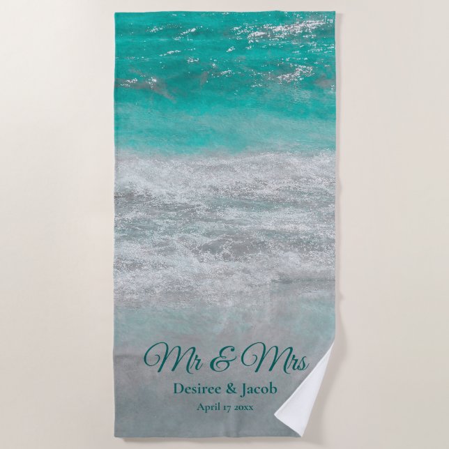 Beach Turquoise Tropical Ocean Waves Coastal Towel (Front)