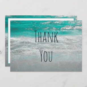 Beach Turquoise White Coastal Ocean Wave Thank You