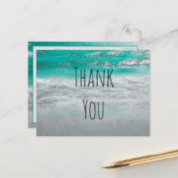 Beach Turquoise White Coastal Ocean Wave Thank You