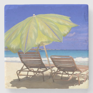 Beach Umbrella, Abaco, Bahamas Stone Coaster