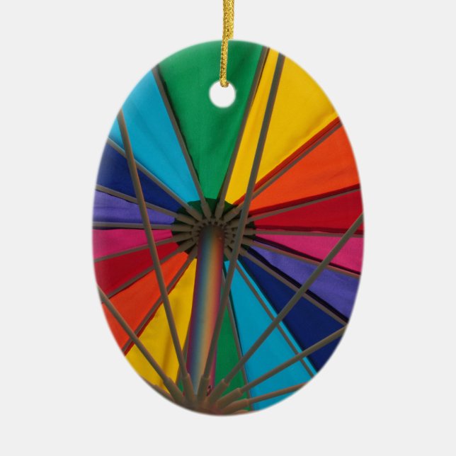Beach Umbrella Ceramic Ornament (Front)