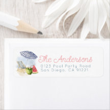Beach Umbrella & Chairs Watermelon Return Address