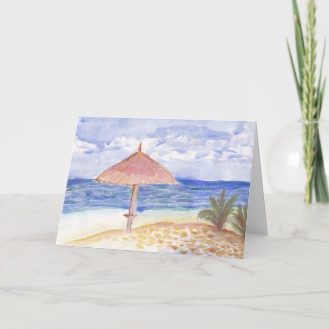 Beach Umbrella Greeting Cards (Front)