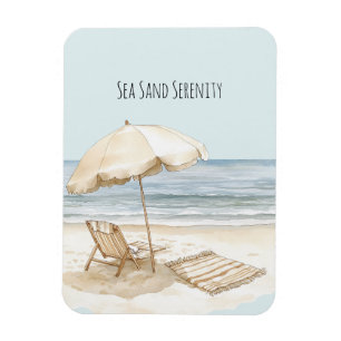 Beach Umbrella Ocean Sea Sand Serenity Magnet