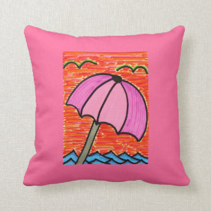 Beach Umbrella Throw Pillow