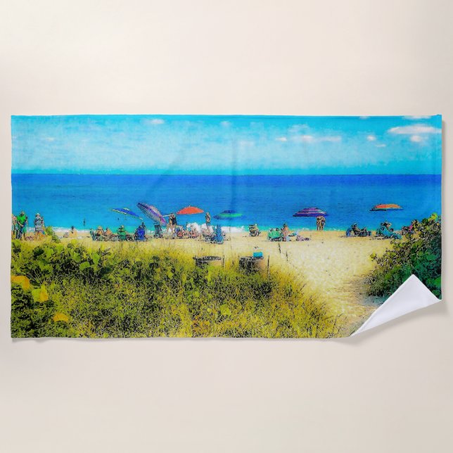 Beach Umbrellas along the Ocean Towel (Front)