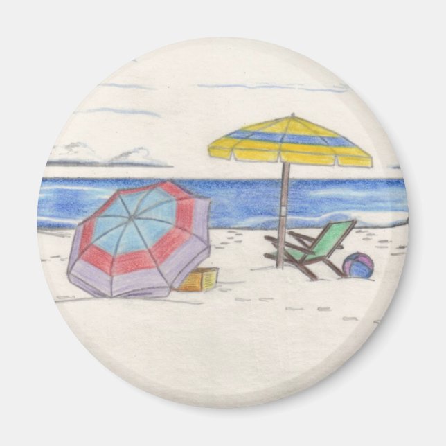 BEACH UMBRELLAS magnet (round) (Front)