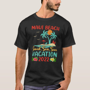 Beach Vacation 2022 Retro Sunset Hawaii Maui Beach T-Shirt