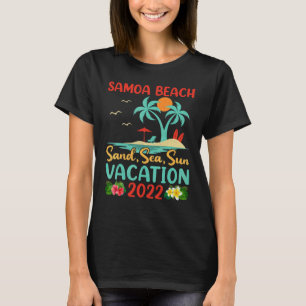 Beach Vacation 2022 Retro Sunset Polynesian Samoa  T-Shirt