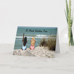 Beach Vacation Card with Beach & Young Girls