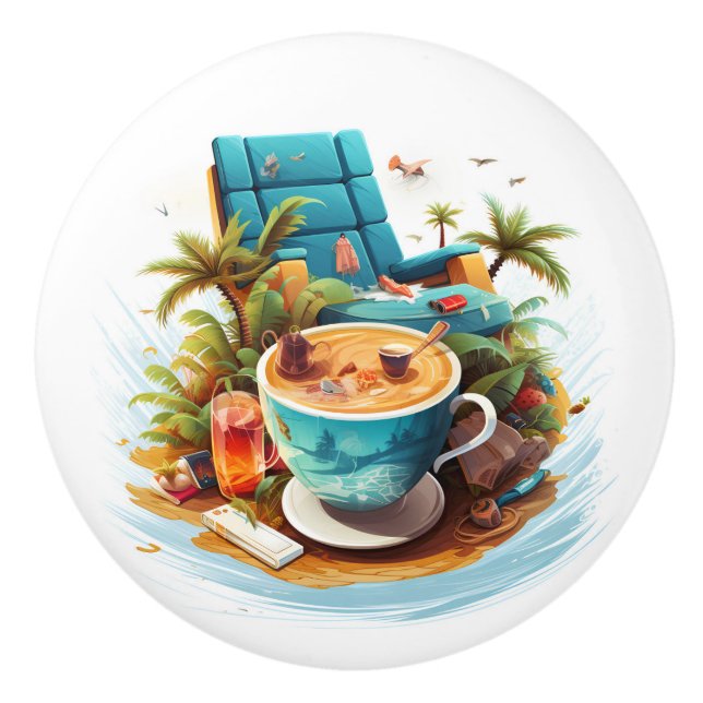 Beach Vacation Ceramic Knob (Front)