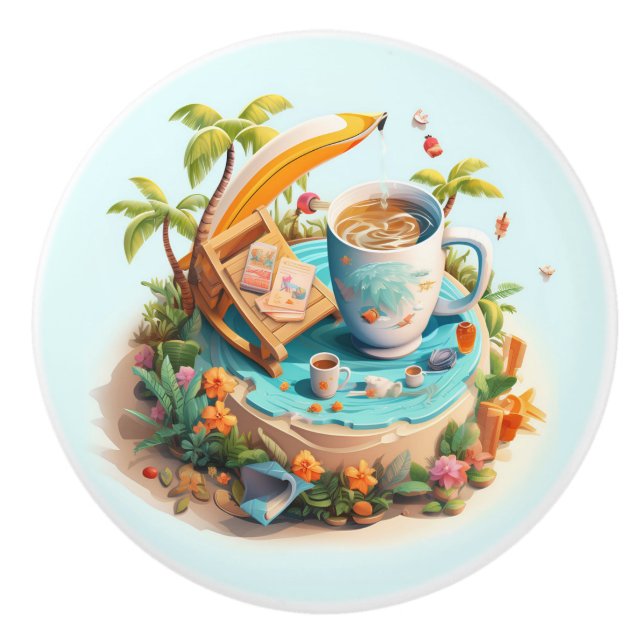 Beach Vacation Ceramic Knob (Front)