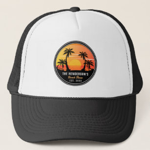 Beach Vacation House Family Reunion Palm Trees 80s Trucker Hat