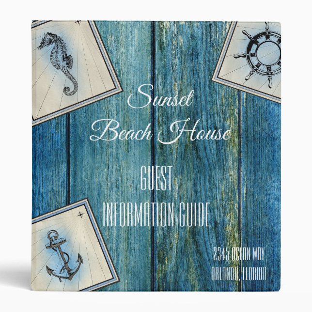 Beach Vacation House Rental Guide Instructions Binder (Front)