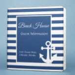 Beach Vacation House Rental Guide Instructions Binder<br><div class="desc">This design was created though digital art. This binder can be used by a home owner or property management company. It may be personalized in the area provide or customizing by choosing the click to customize further option and changing the name, initials or words. You may also change the text...</div>