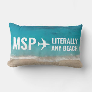 Beach Vacation Lover Custom Airport Code Lumbar Pillow