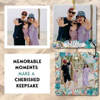 Beach Vacation Memories Family Keepsake Shell  Ceramic Ornament