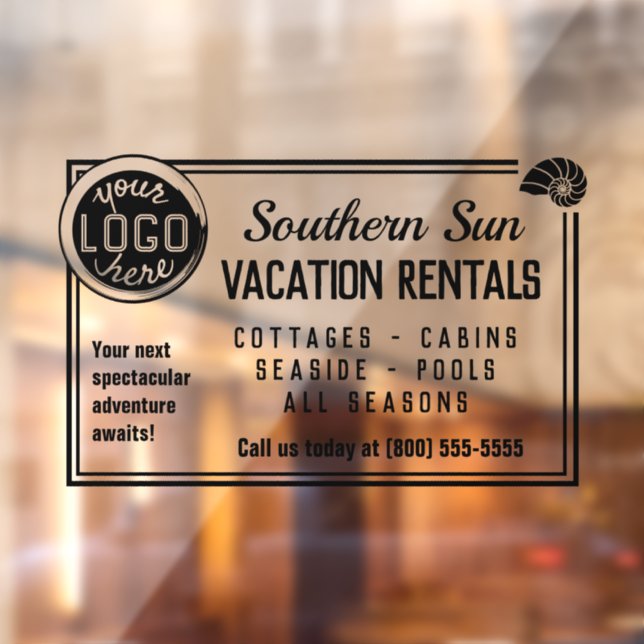 Beach Vacation Rental Custom Logo Easy Advertising Window Cling (Sheet 2)