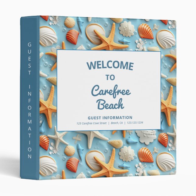 Beach Vacation Rental Guest Information Binder (Front/Spine)