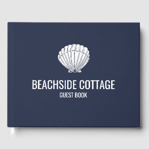 Beach Vacation Rental Navy Shell Modern Airbnb Guest Book