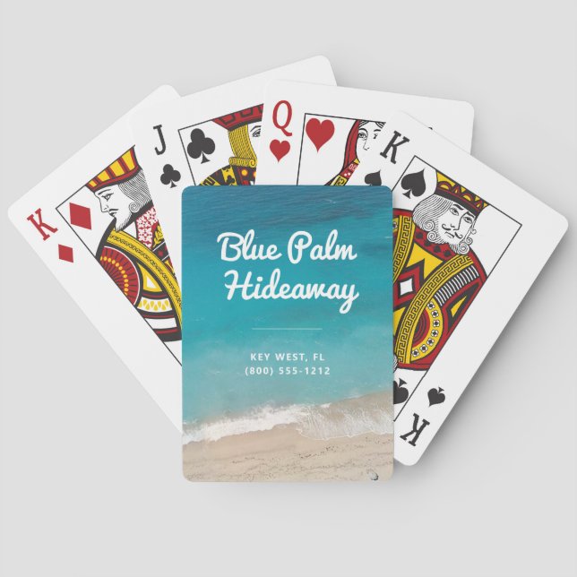 Beach Vacation Rental Retro Mod Custom Playing Cards (Back)