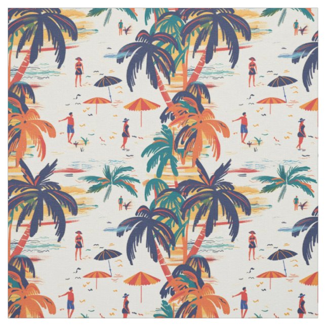 Beach Vacation Seamless Pattern Fabric (Swatch)