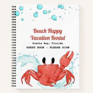 Beach Vacation Summer Cottage Rental Guest Book