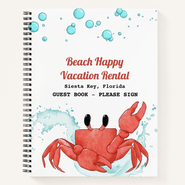 Beach Vacation Summer Cottage Rental Guest Book (Front)