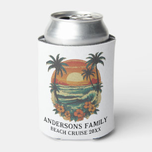 Beach Vacation Tropical Palm Tree Family Reunion   Can Cooler