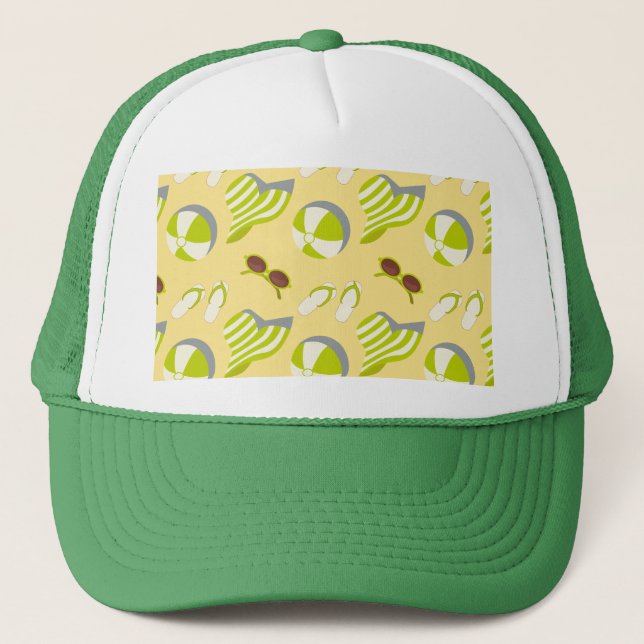Beach vacay pattern with sunglasses and sun hat  (Front)
