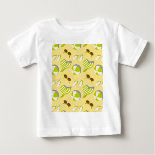 Beach vacay pattern with sunglasses and sun hat baby T-Shirt