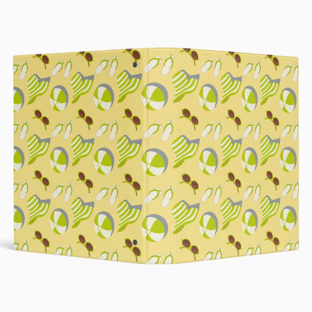 Beach vacay pattern with sunglasses and sun hat  binder (Background)