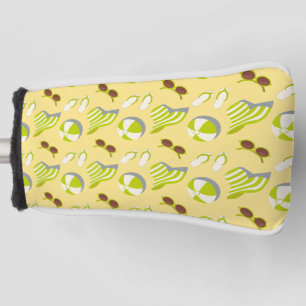 Beach vacay pattern with sunglasses and sun hat   golf head cover