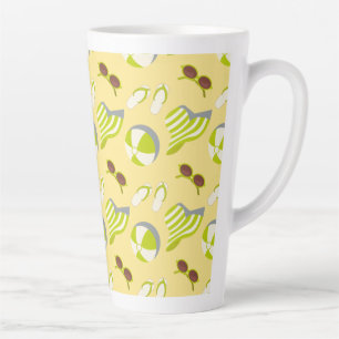 Beach vacay pattern with sunglasses and sun hat latte mug