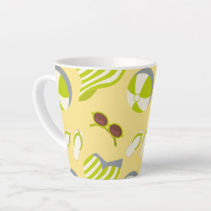 Beach vacay pattern with sunglasses and sun hat latte mug