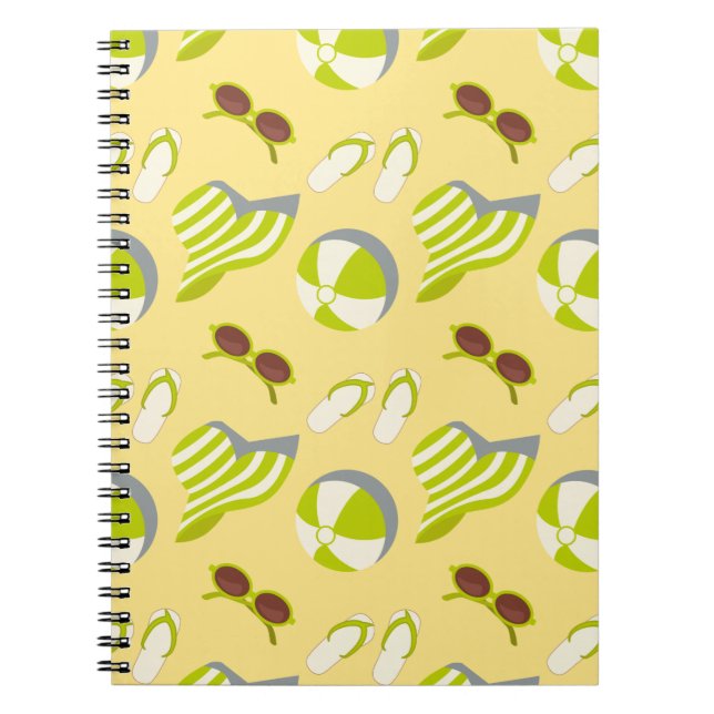 Beach vacay pattern with sunglasses and sun hat  notebook (Front)