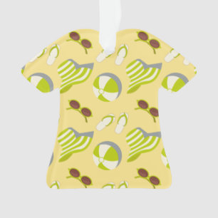 Beach vacay pattern with sunglasses and sun hat  ornament