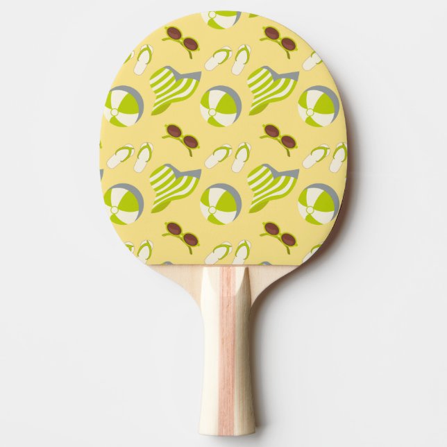 Beach vacay pattern with sunglasses and sun hat  ping pong paddle (Front)
